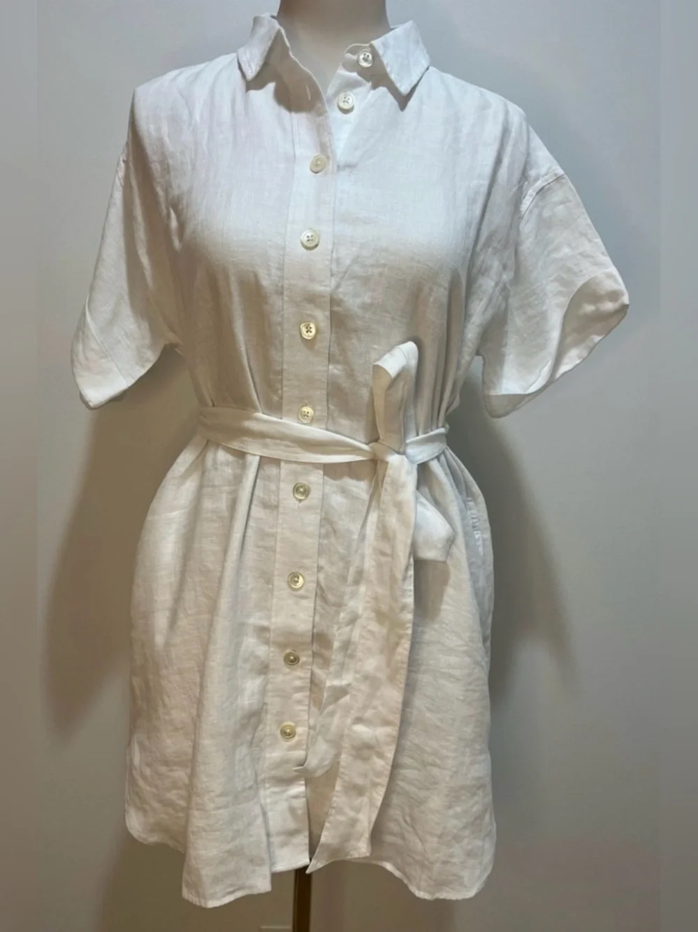 J.Crew Petite Capitaine Shirtdress in Linen White